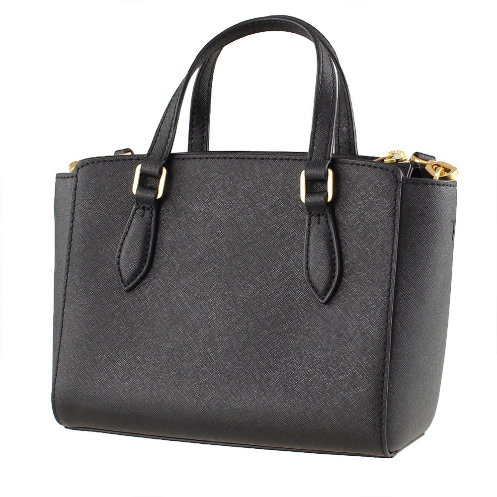 【Tory burch】雙T-LOGO防刮皮革托特包-黑色-細節圖3