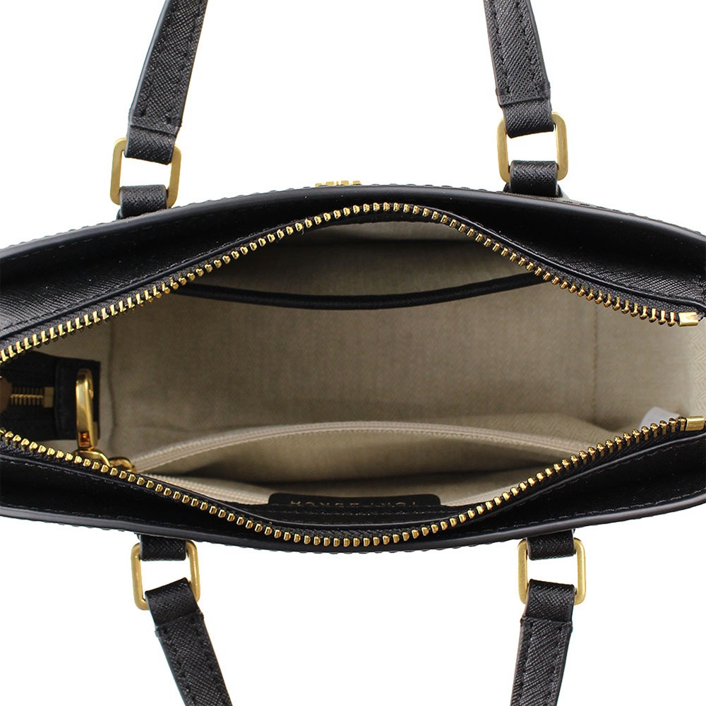 【Tory burch】雙T-LOGO防刮皮革托特包-黑色-細節圖4