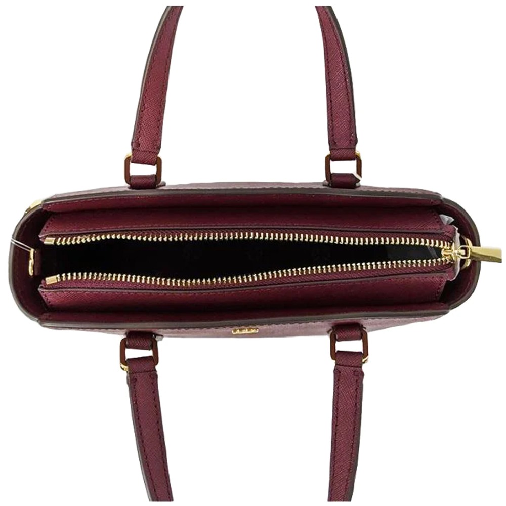 【Tory burch】雙T-LOGO素面皮革兩用包-酒紅-細節圖4
