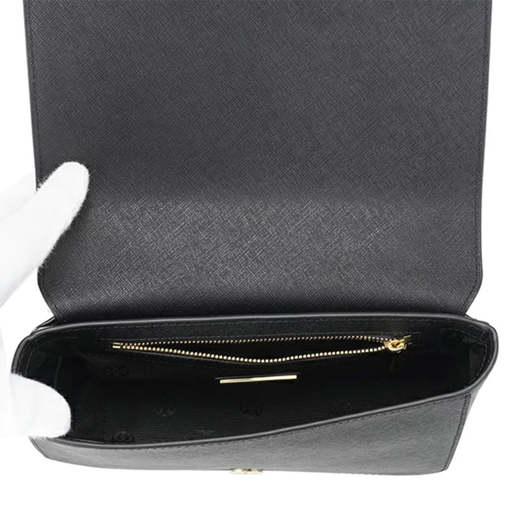 【Tory burch】雙T-LOGO素面皮革鍊包-黑-細節圖4