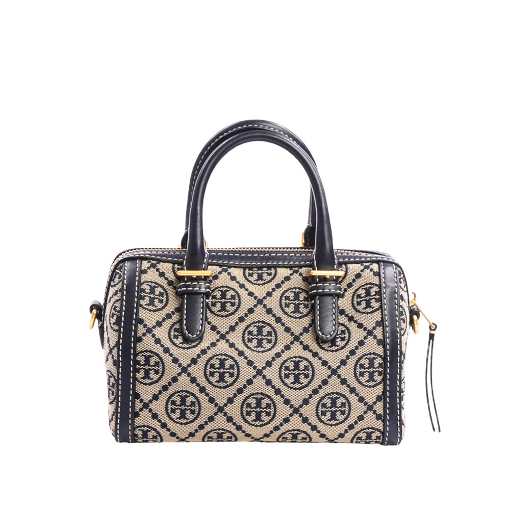 【TORY BURCH 】 滿版LOGO緹花皮革兩用包-深藍-細節圖2