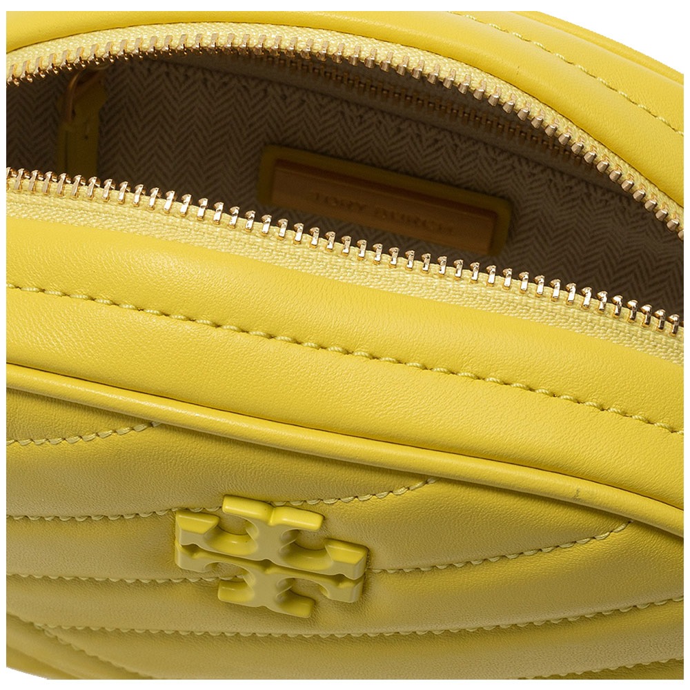 【TORY BURCH 】 山行紋皮革斜背包-黃色-細節圖4