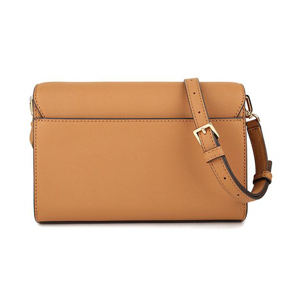 【TORY BURCH 】 T-LOGO防刮皮革翻蓋斜背包-焦糖色-細節圖2