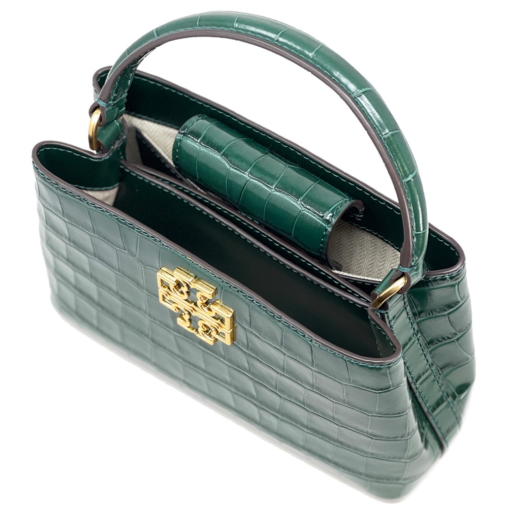 【TORY BURCH】鱷魚紋皮革肩背包-祖母綠-細節圖3