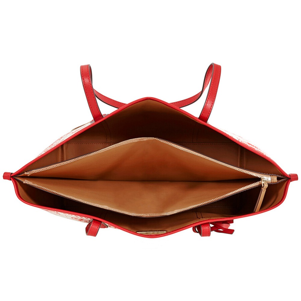 【TORY BURCH】地圖印花帆布托特包-紅白-細節圖3