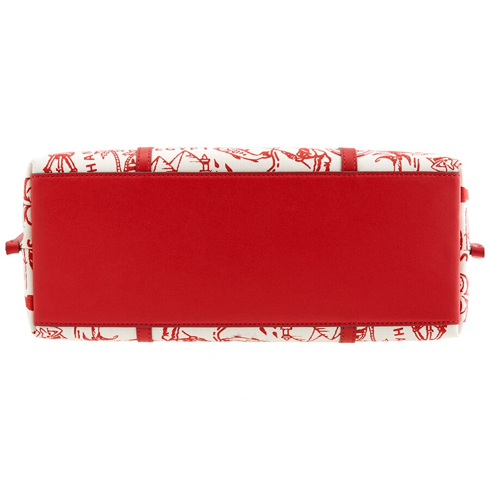 【TORY BURCH】地圖印花帆布托特包-紅白-細節圖4