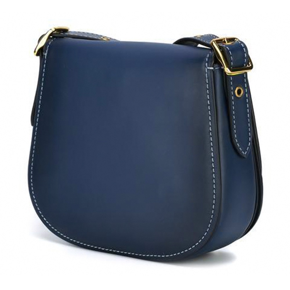 【COACH】簡約皮革翻蓋斜背包-午夜藍-細節圖2