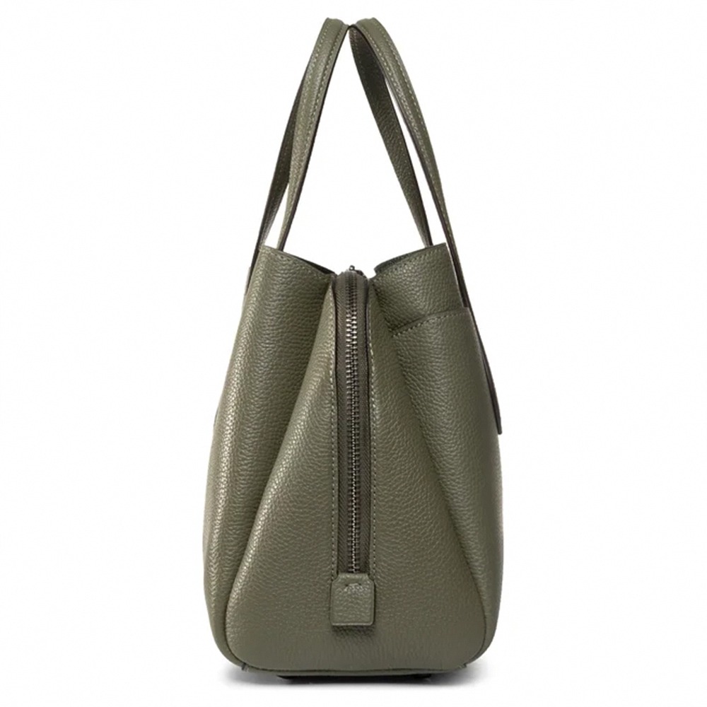 【COACH】素面拼接皮革兩用包-橄欖綠-細節圖2