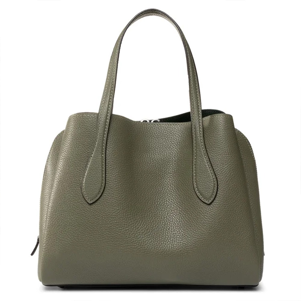 【COACH】素面拼接皮革兩用包-橄欖綠-細節圖3