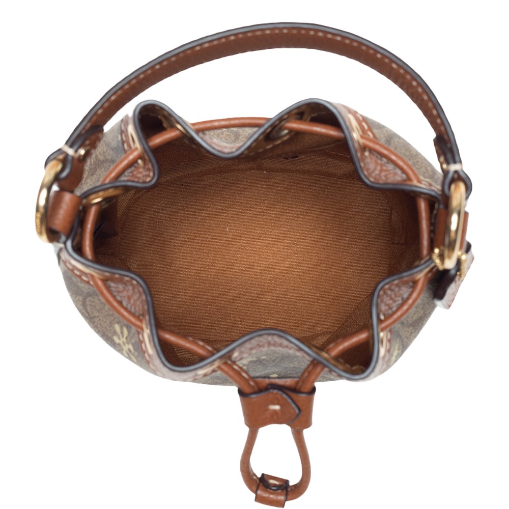 【COACH】雪花印花迷你水桶包-駝-細節圖3