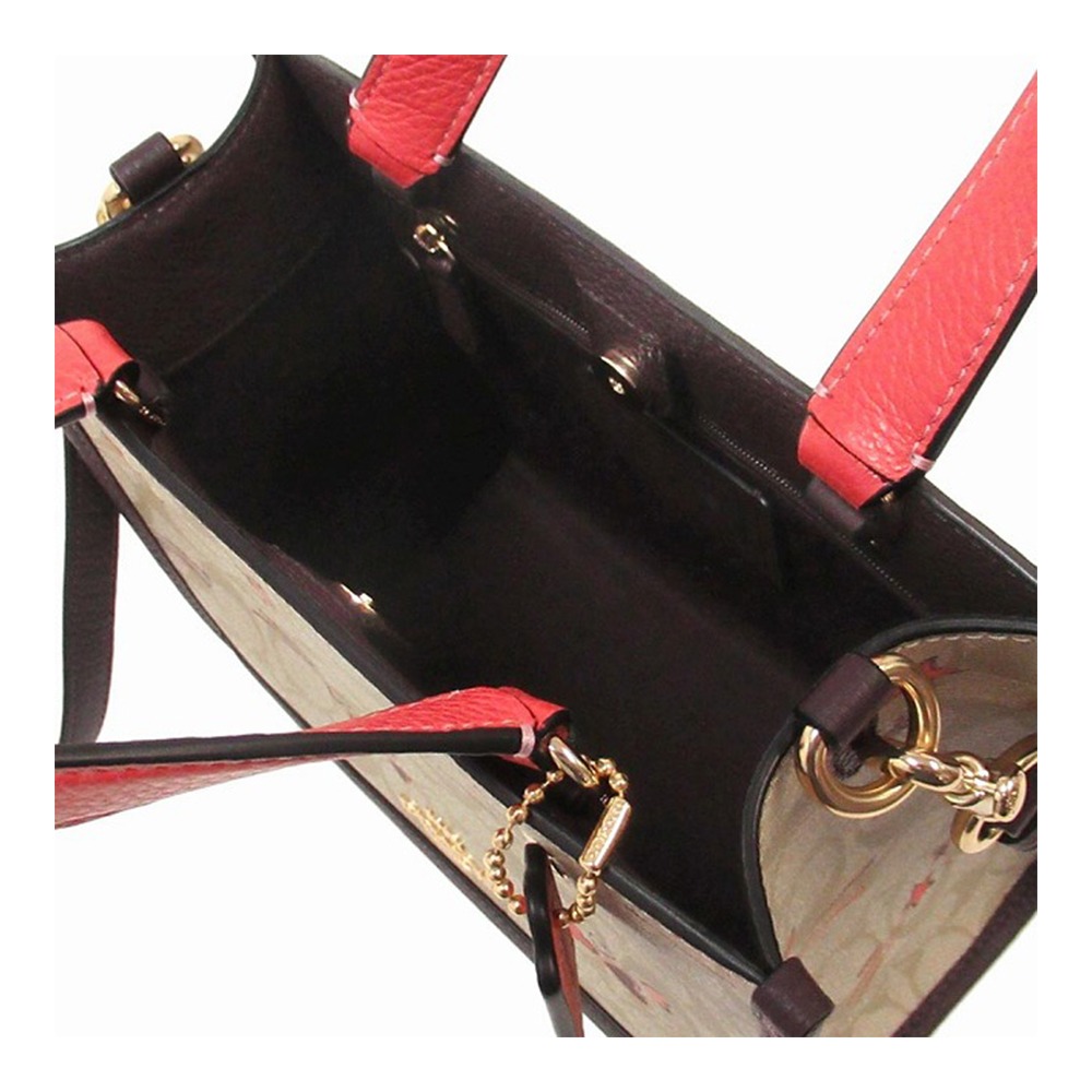 【COACH】印花拼接皮革托特包-愛心流星-細節圖4