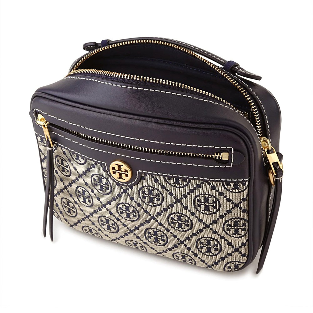 【TORY BURCH】滿版LOGO緹花相機包-藍色-細節圖3