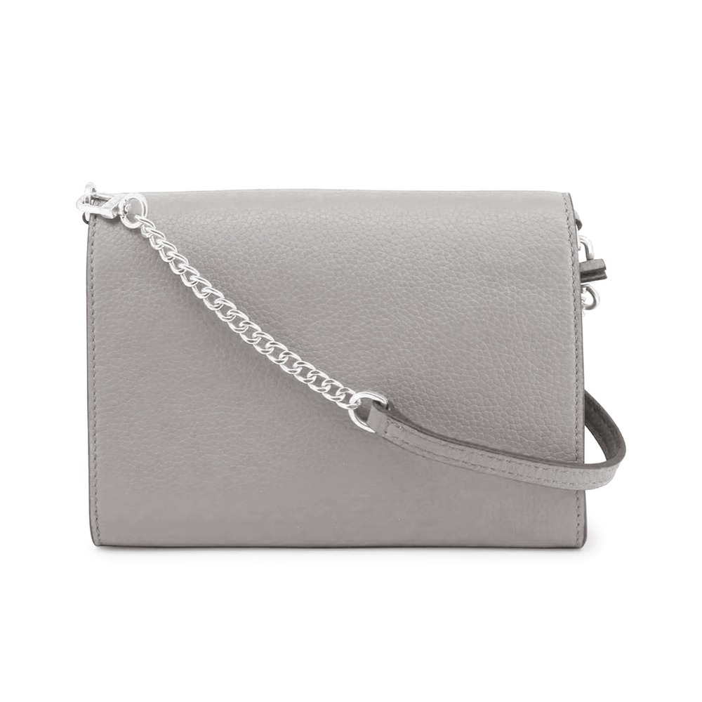 【TORY BURCH】雙T-LOGO皮革斜背包-灰-細節圖3