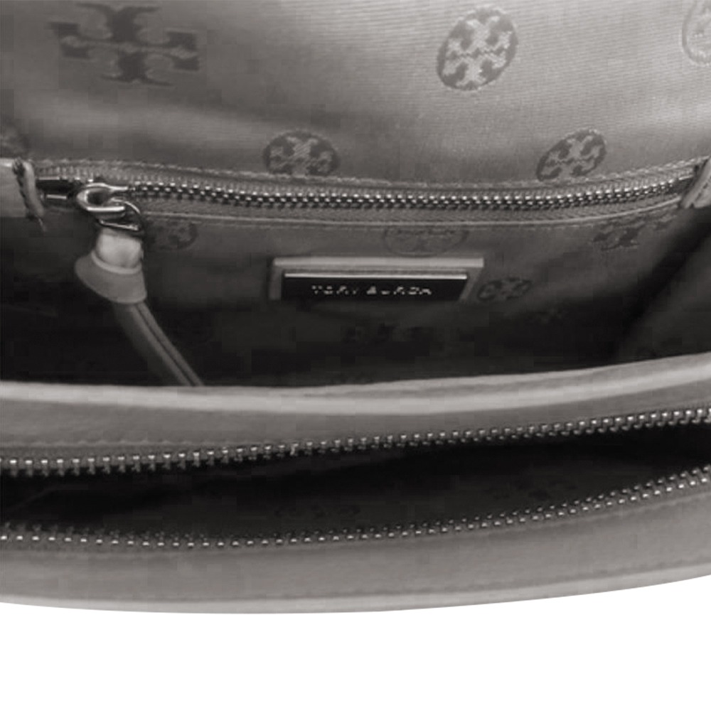 【TORY BURCH】雙T-LOGO皮革斜背包-灰-細節圖4
