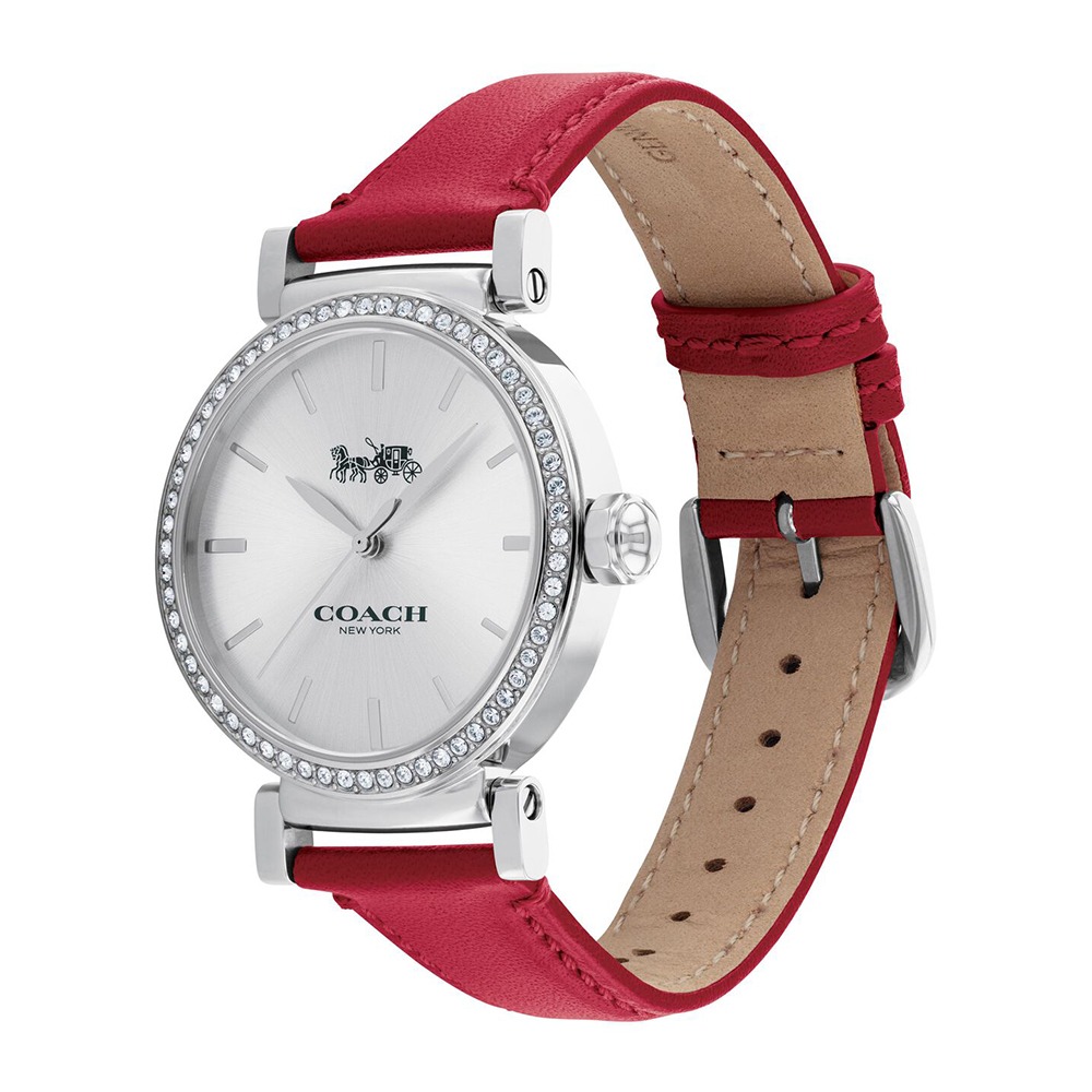 【COACH】簡約皮革錶帶腕錶-紅-細節圖2