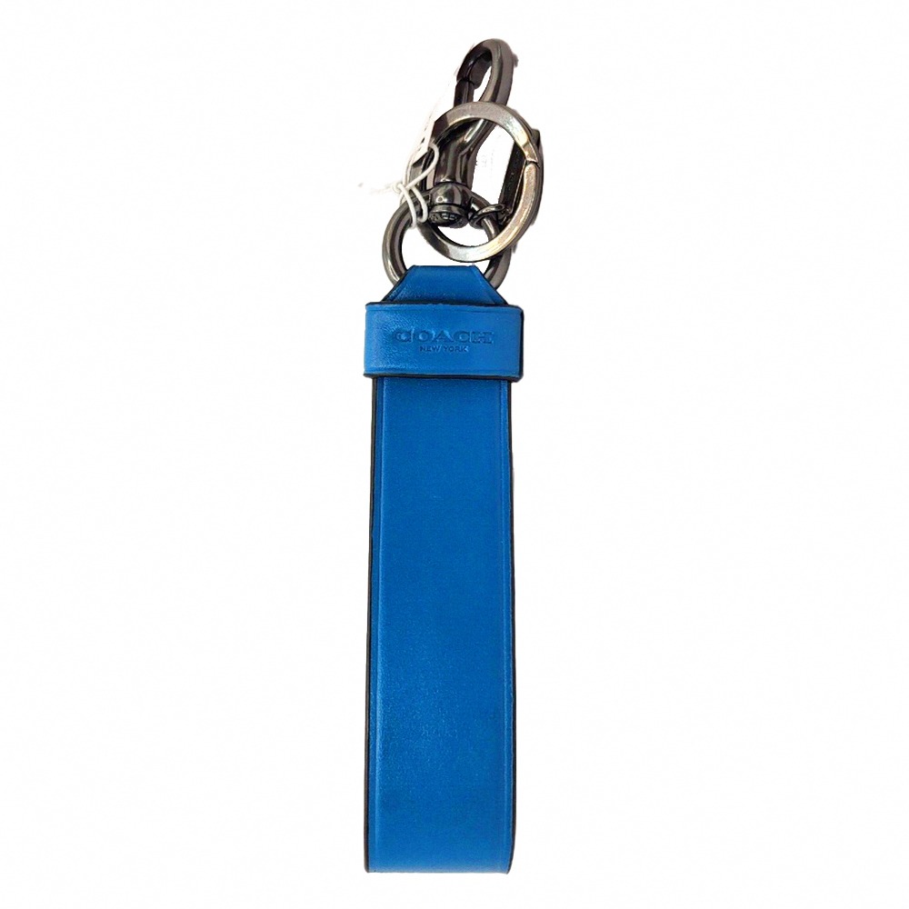 【COACH】素面皮革鑰匙圈-藍色-細節圖2
