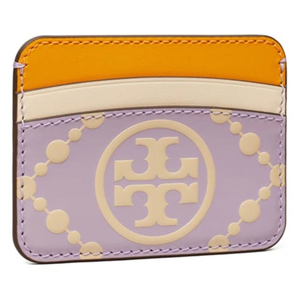 【TORY BURCH】雙T-LOGO拼接皮革名片夾-紫色-細節圖2