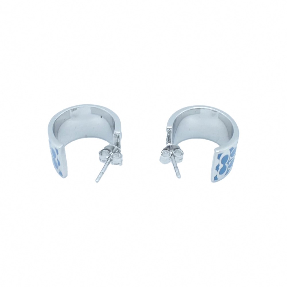 【COACH】C-logo耳環-藍銀-細節圖3
