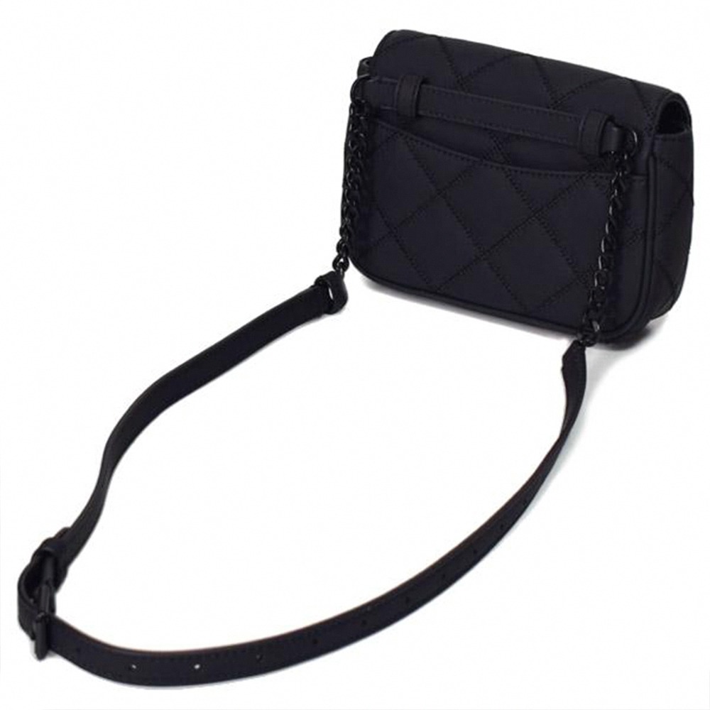 【Tory Burch】格菱紋皮革翻蓋斜背包-霧黑-細節圖3