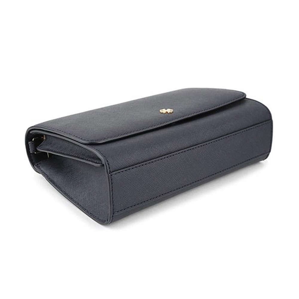 【Tory Burch】T-LOGO防刮皮革翻蓋斜背包-黑-細節圖3