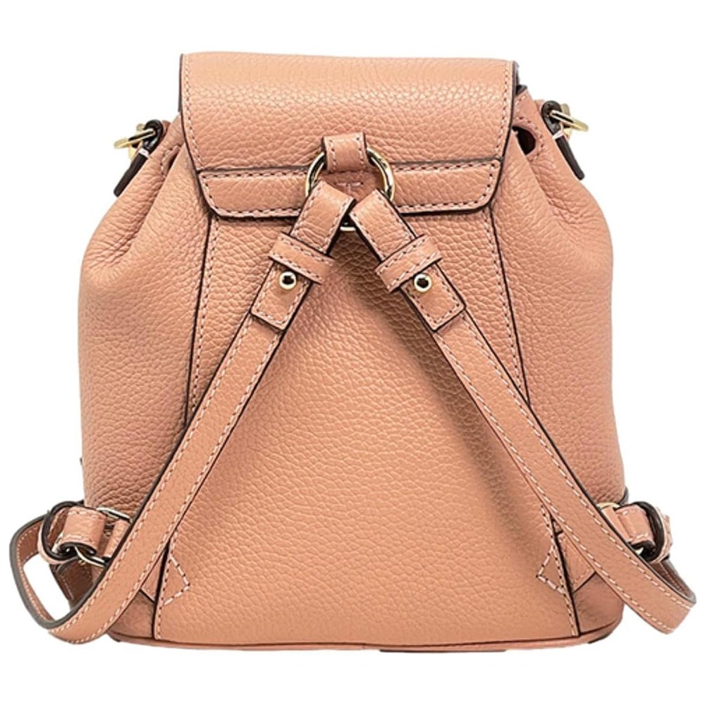 【Tory burch】素面皮革翻蓋後背包-粉-細節圖3