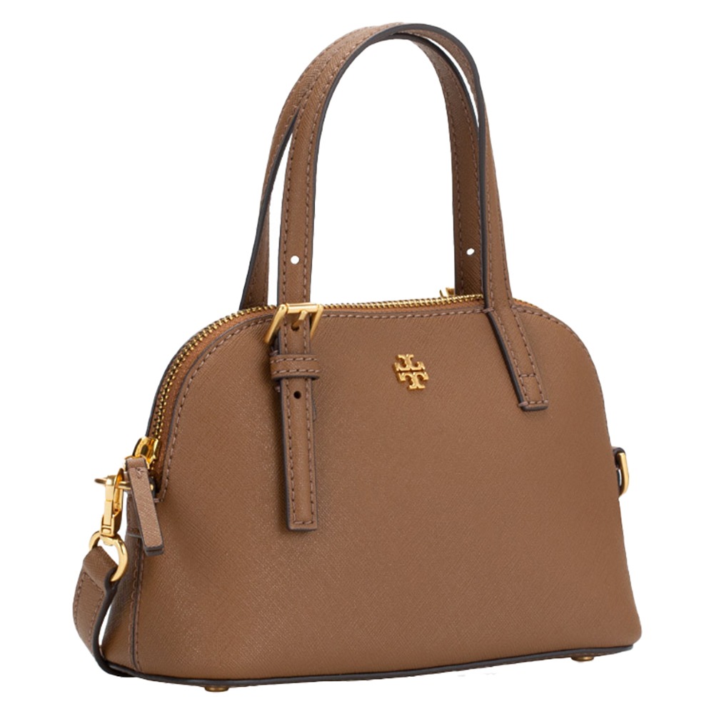 【Tory burch】素面皮革手提肩背兩用包-焦糖-細節圖2