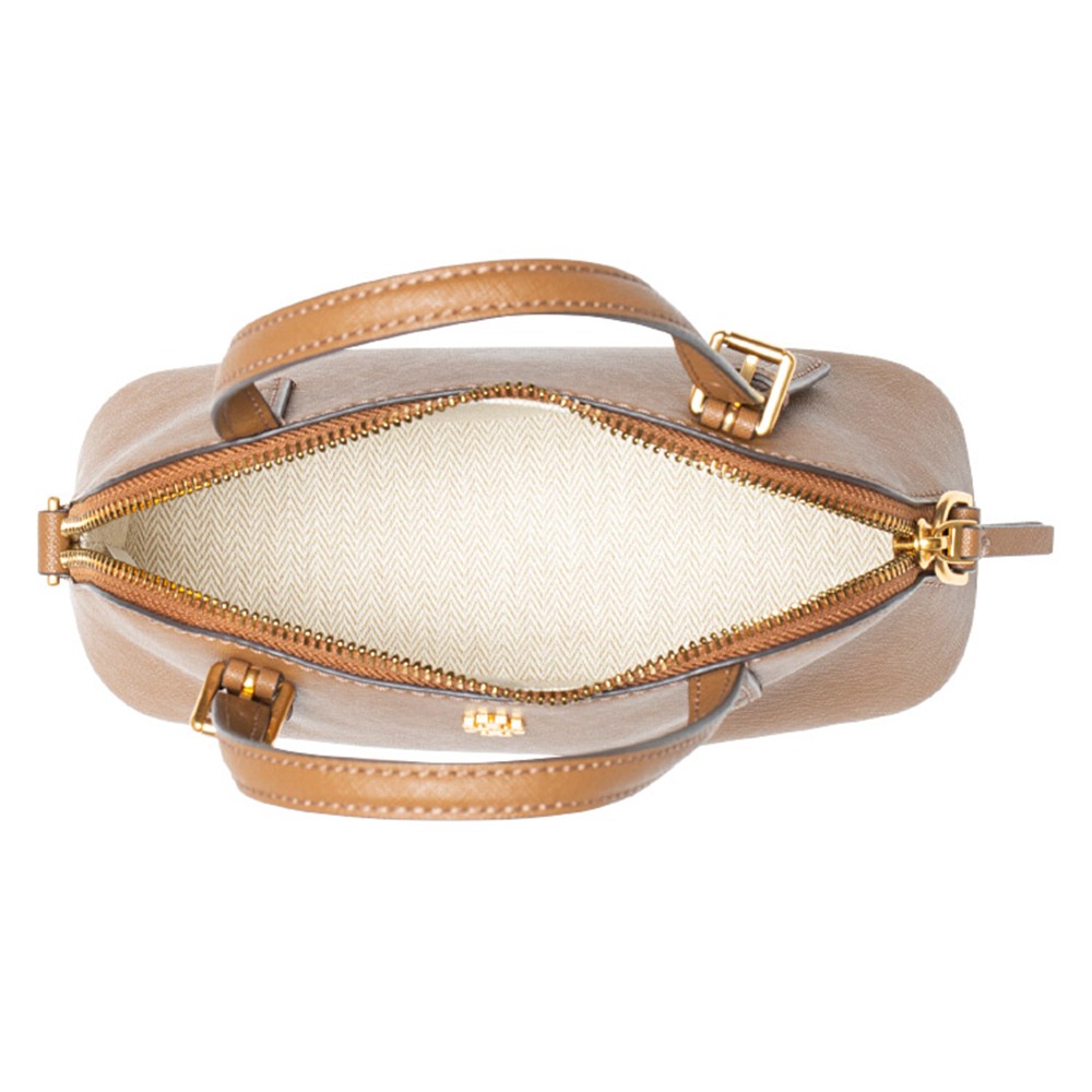 【Tory burch】素面皮革手提肩背兩用包-焦糖-細節圖3