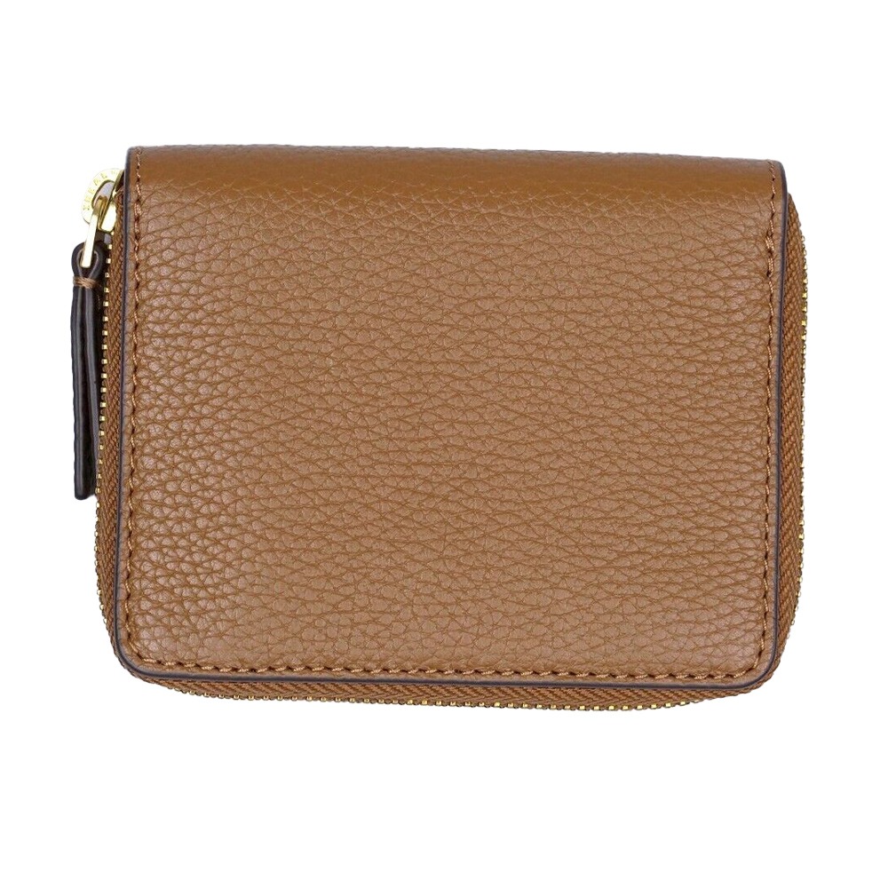 【Tory burch】雙T-LOGO荔枝紋拉鍊短夾-駝-細節圖2