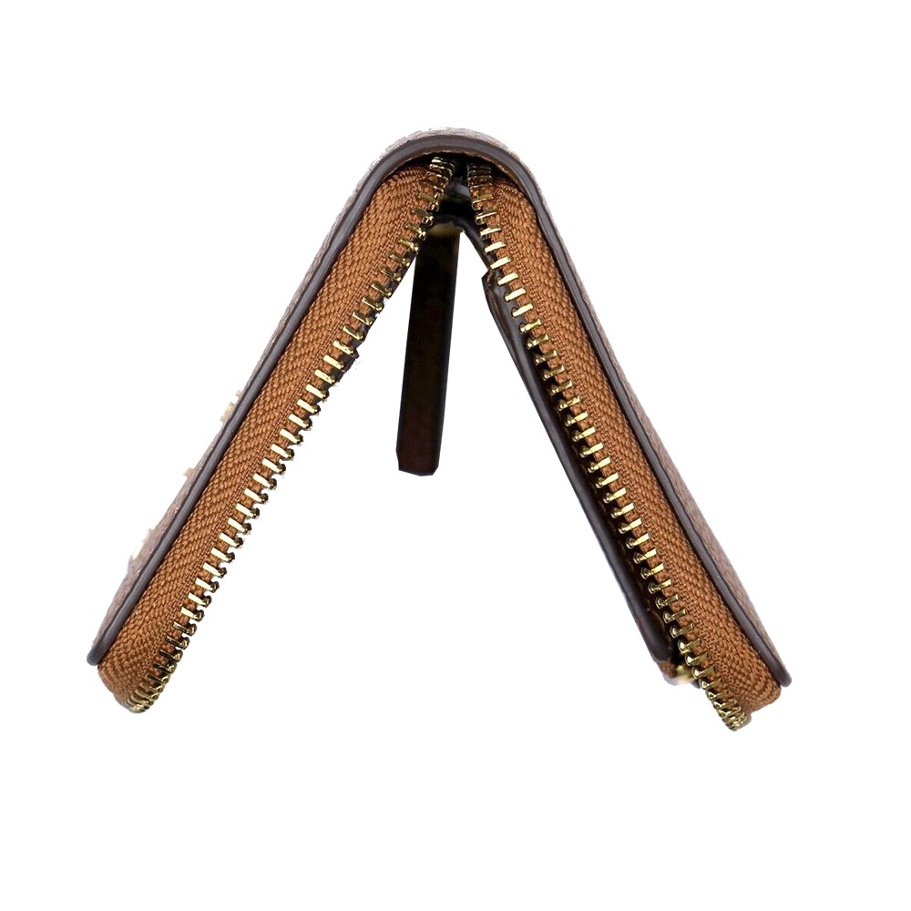 【Tory burch】雙T-LOGO荔枝紋拉鍊短夾-駝-細節圖3