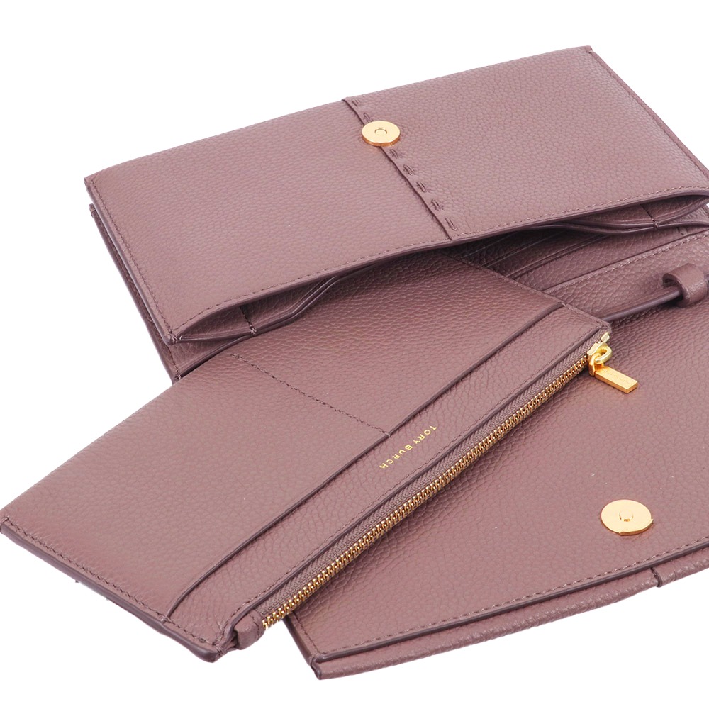 【Tory burch】拼接皮革翻蓋斜背包-薰衣草紫-細節圖4