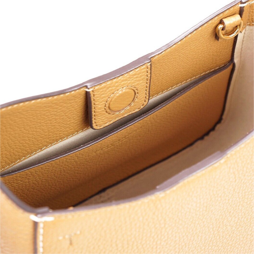 【Tory burch】素面皮革斜背肩背包-駝-細節圖4