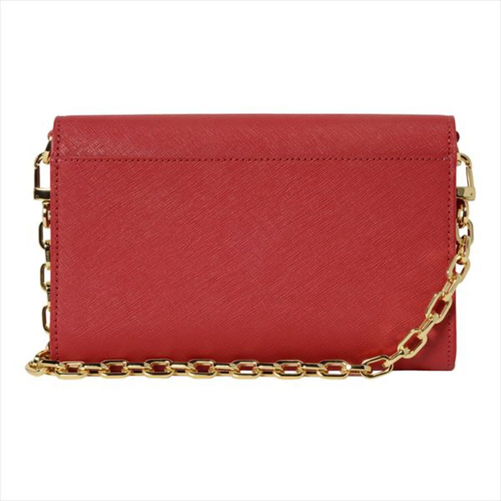 【Tory burch】雙T-LOGO防刮皮革翻蓋斜背包-紅-細節圖2