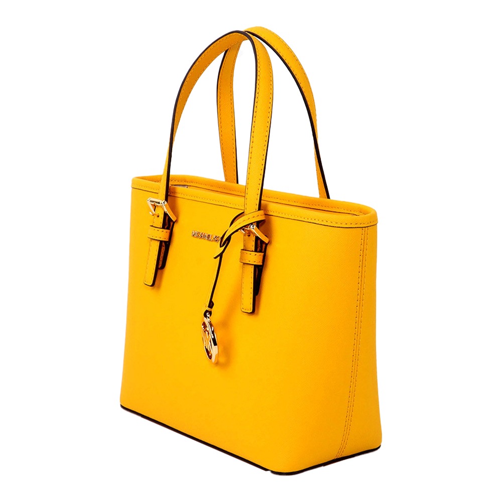 【MICHAEL KORS】防刮皮革托特斜背手提兩用包-黃-細節圖2