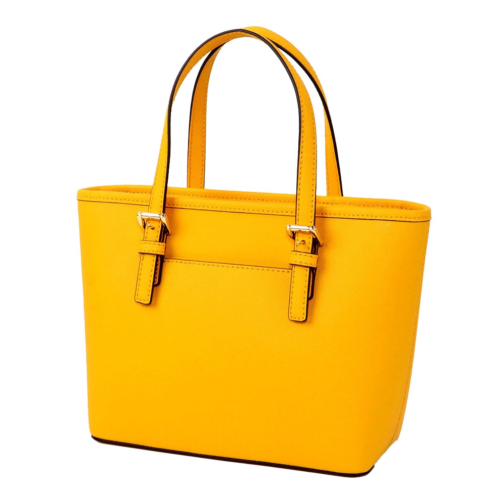 【MICHAEL KORS】防刮皮革托特斜背手提兩用包-黃-細節圖3
