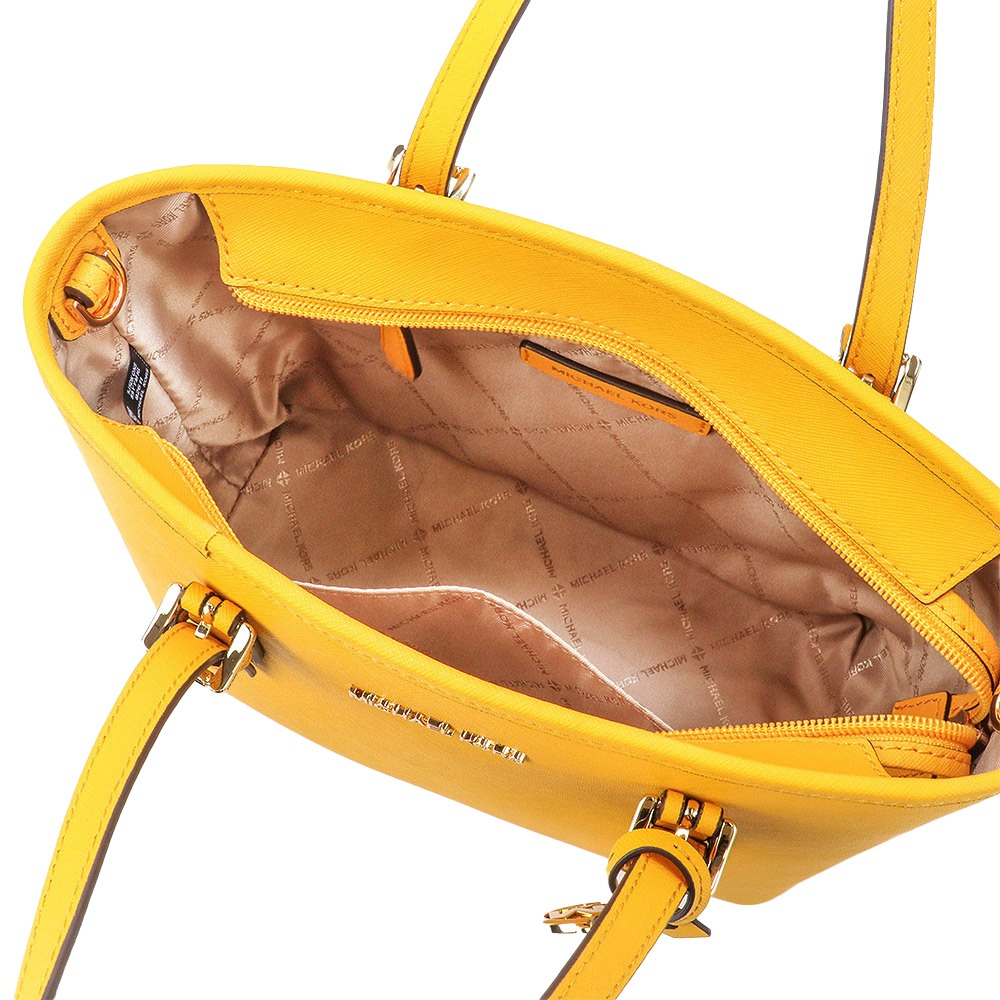 【MICHAEL KORS】防刮皮革托特斜背手提兩用包-黃-細節圖4