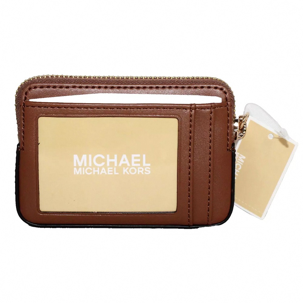 【MICHAEL KORS】滿版LOGO皮革手拿包-白駝-細節圖3