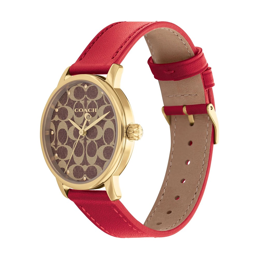 【COACH】滿版LOGO時尚腕錶-紅-細節圖2