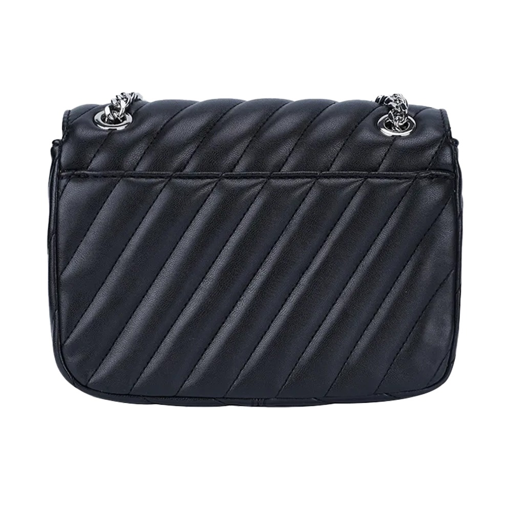 【MICHAEL KORS】绗縫皮革造型鏈帶兩用包-黑-細節圖3