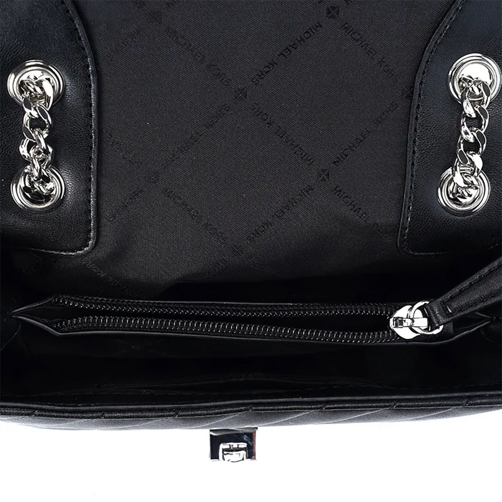 【MICHAEL KORS】绗縫皮革造型鏈帶兩用包-黑-細節圖4