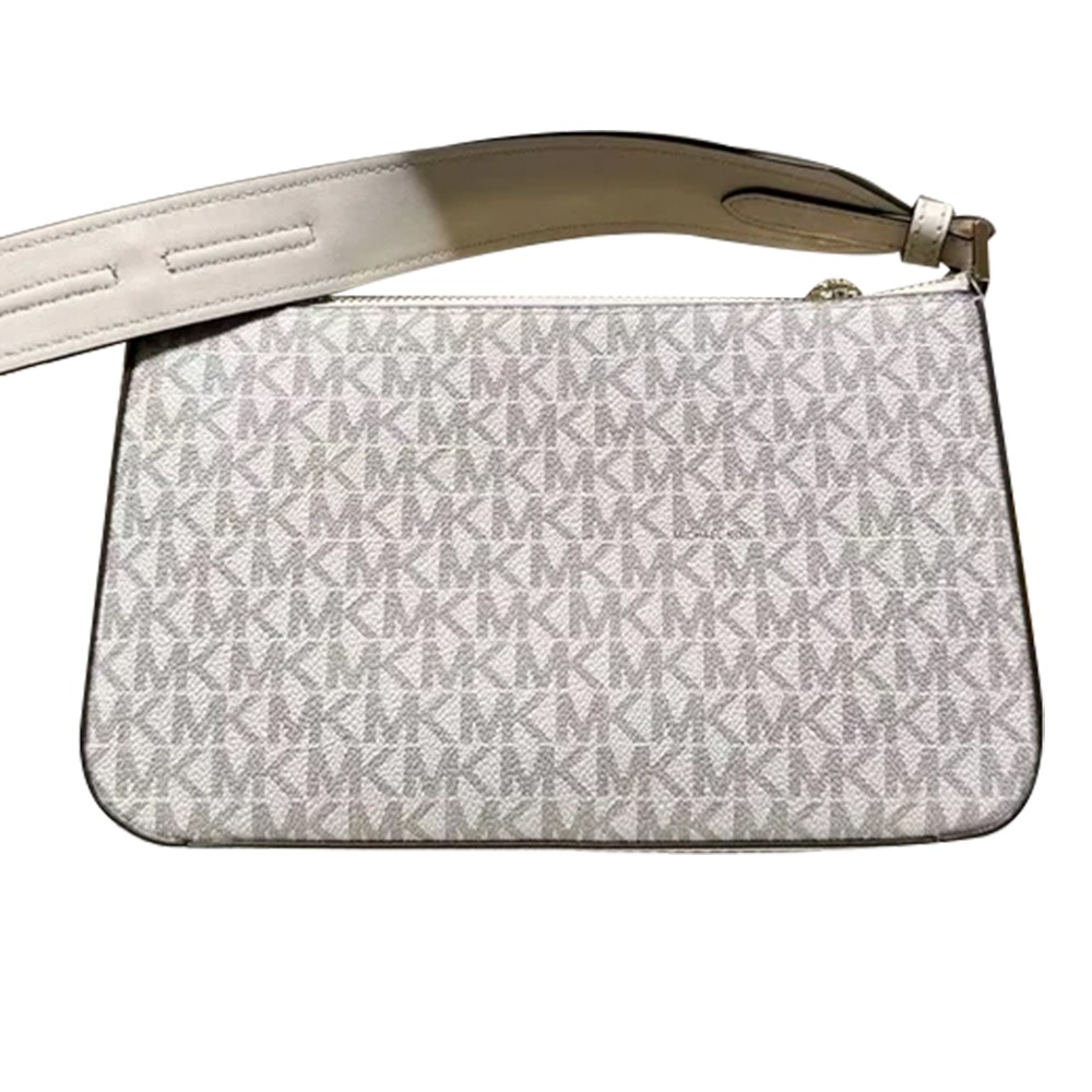 【MICHAEL KORS】滿版LOGO三合一皮革斜背包-香草白-細節圖3