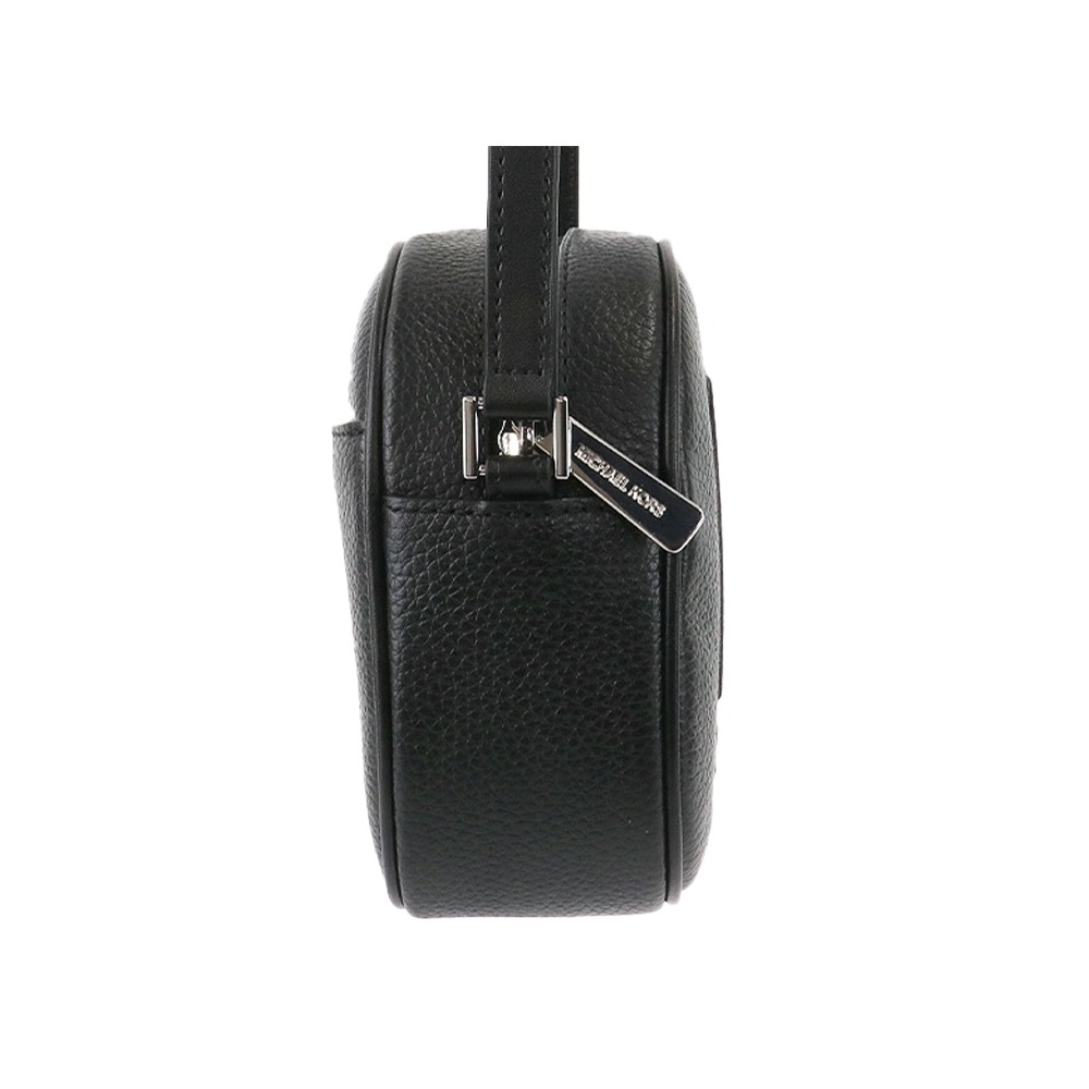 【MICHAEL KORS】立體LOGO素面皮革斜背包-黑-細節圖2