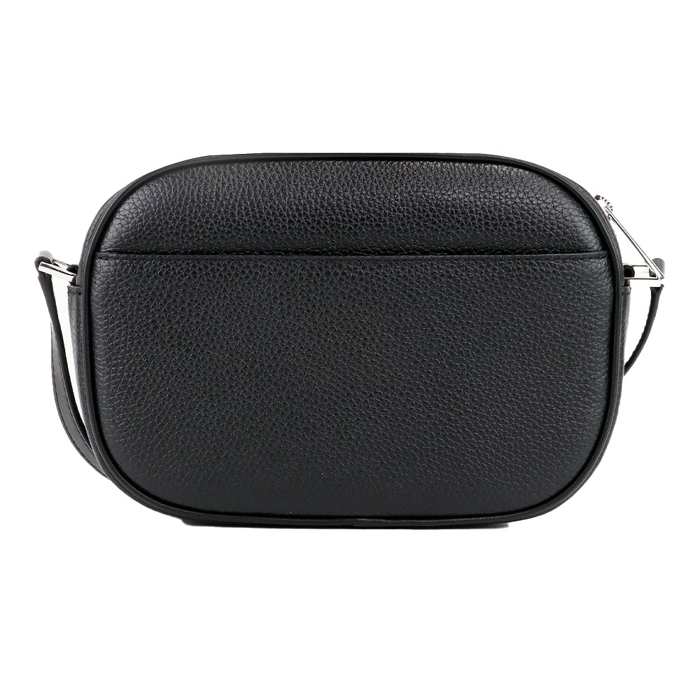 【MICHAEL KORS】立體LOGO素面皮革斜背包-黑-細節圖3