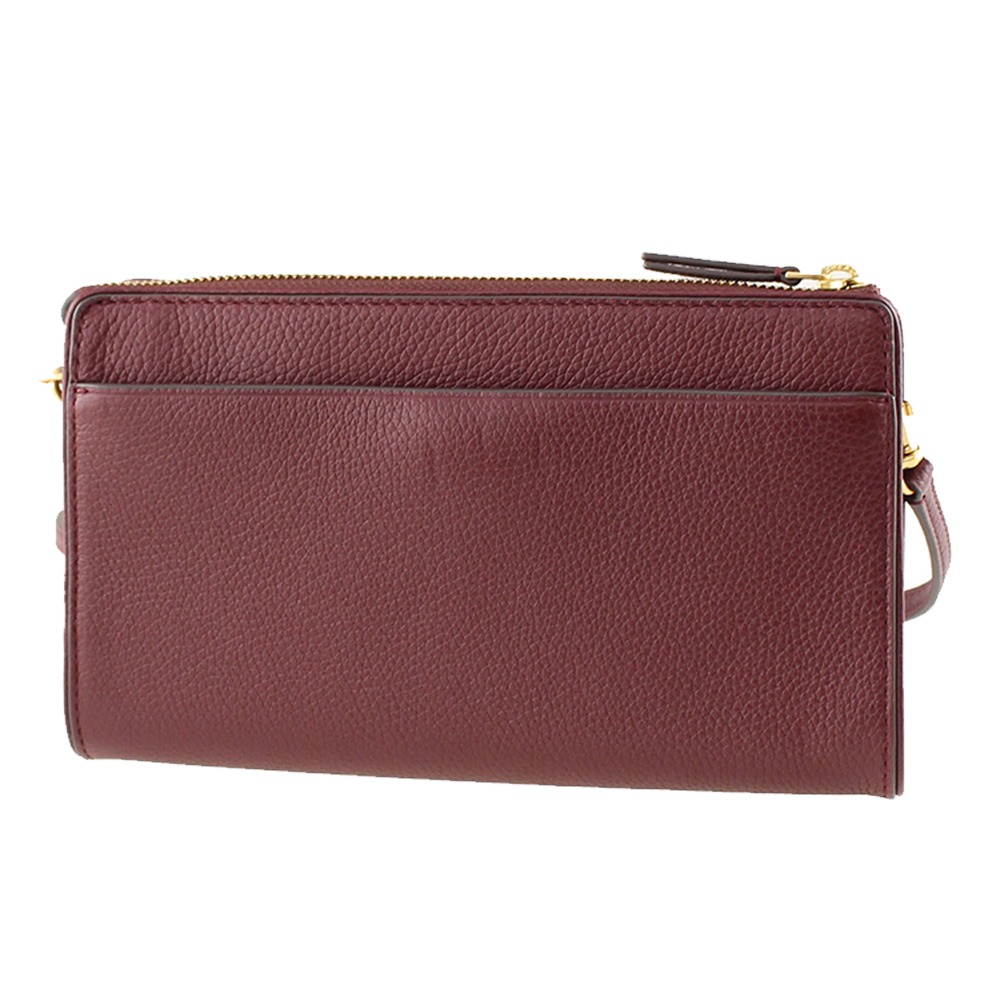 【TORY BURCH】素面皮革斜背包-酒紅-細節圖2