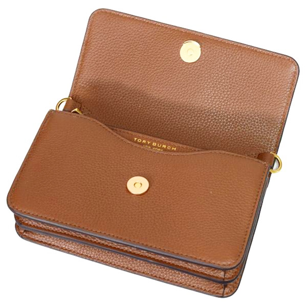 【TORY BURCH】雙T LOGO翻蓋皮革斜背鍊包-焦糖-細節圖2