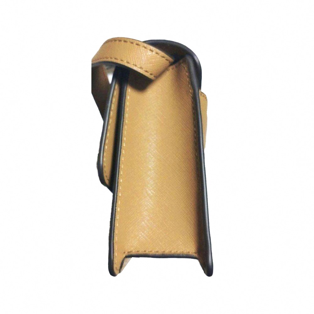 【TORY BURCH】雙T-LOGO皮革翻蓋斜背包-駝-細節圖2