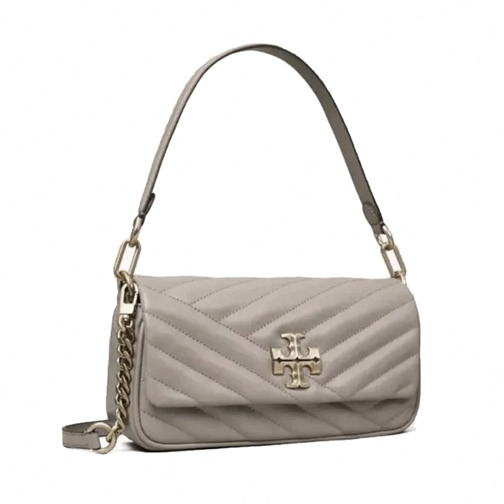 【TORY BURCH】縫線翻蓋肩斜二用包-灰-細節圖2