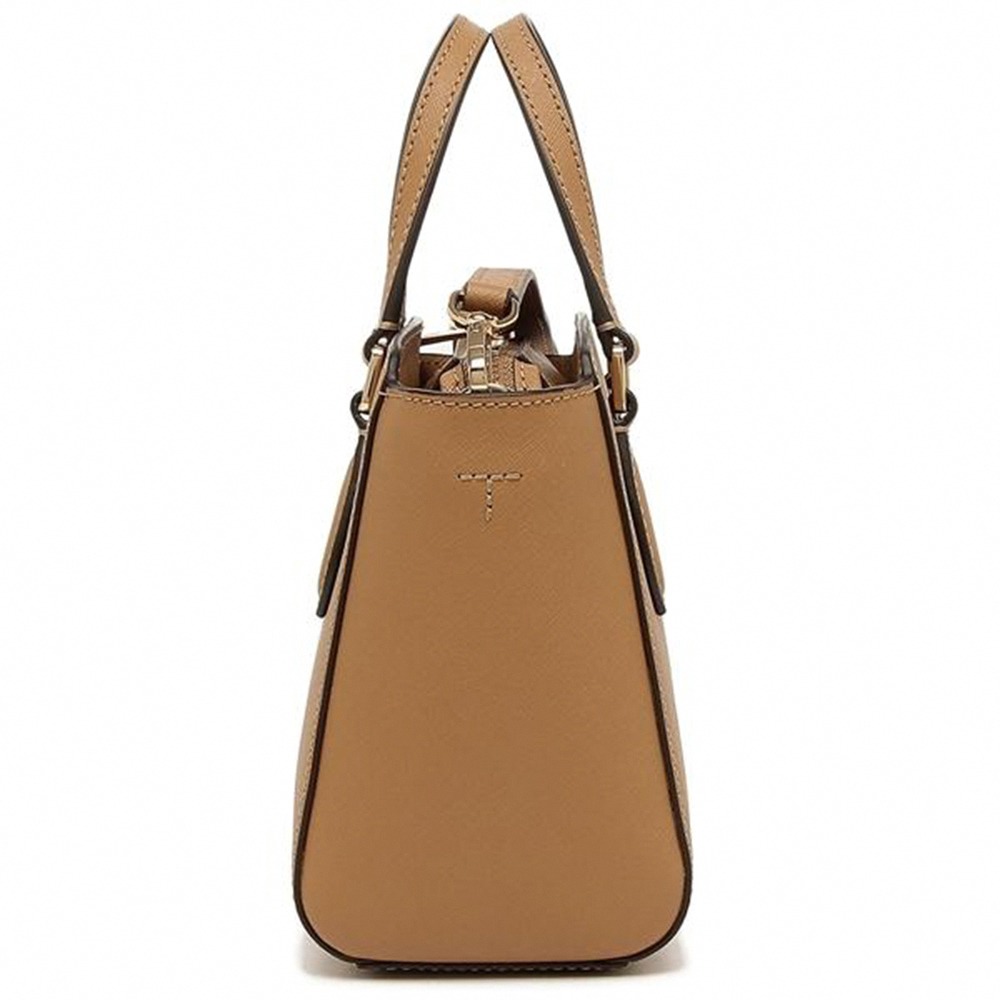 【TORY BURCH】雙T-LOGO素面皮革兩用包-焦糖-細節圖2