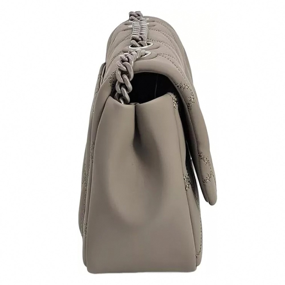 【TORY BURCH】萎格紋皮革翻蓋兩用包-灰-細節圖2