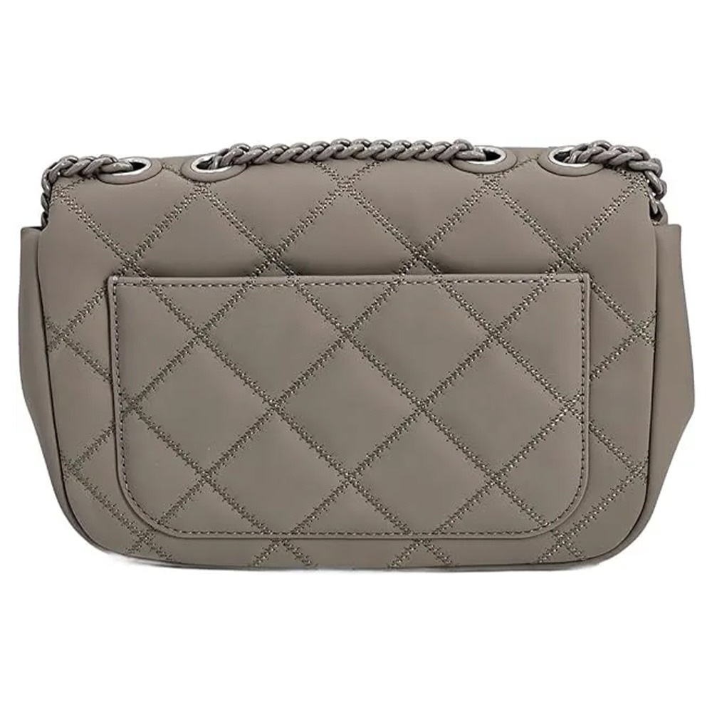 【TORY BURCH】萎格紋皮革翻蓋兩用包-灰-細節圖3