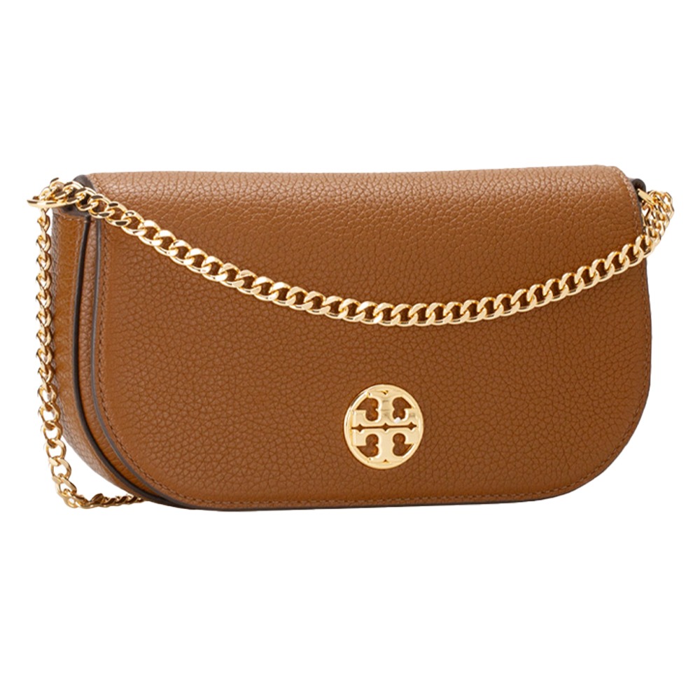 【TORY BURCH】雙T-LOGO皮革翻蓋兩用包-焦糖-細節圖2